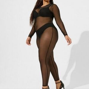 Torrid Mesh Long Sleeve Catsuit